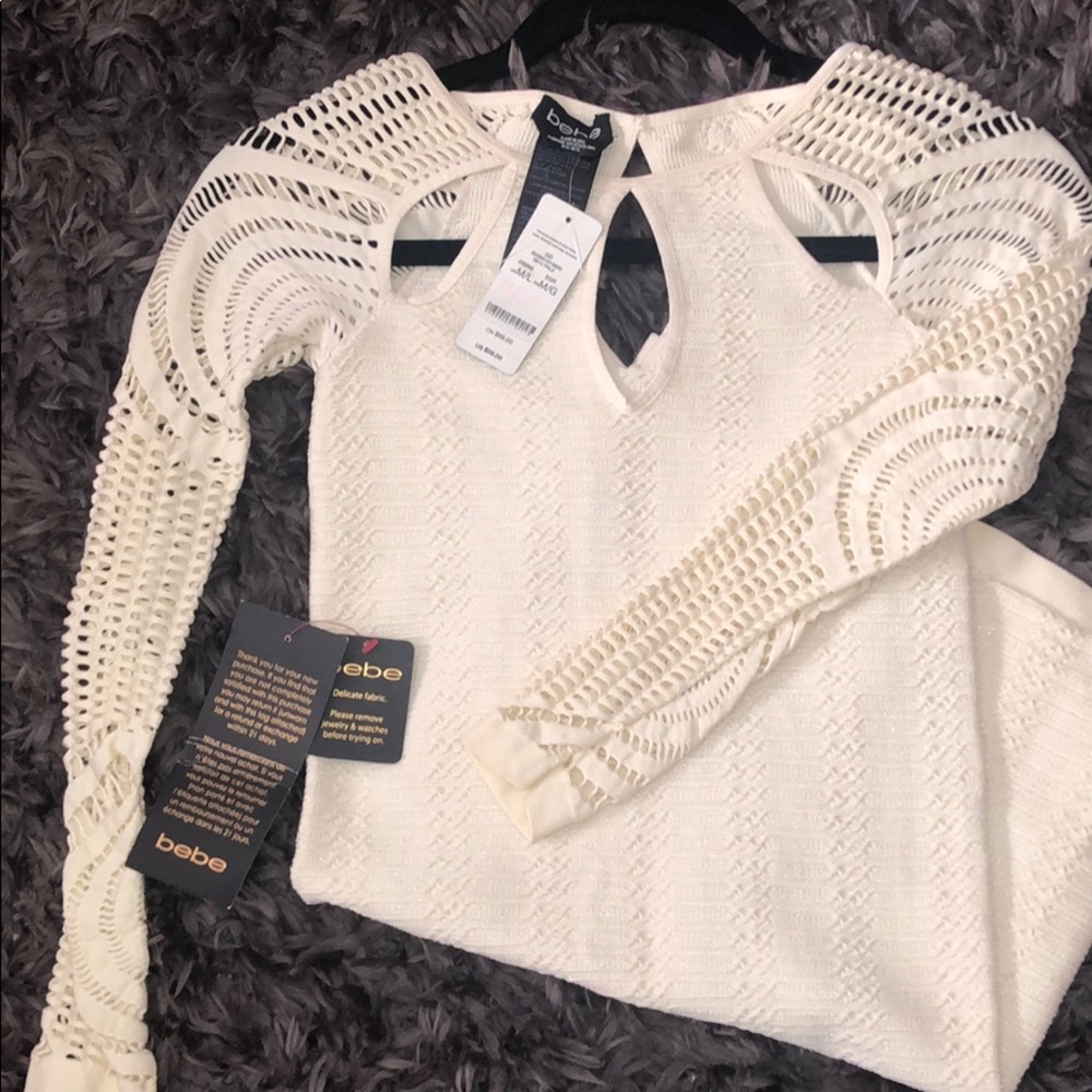 bebe long sleeve bodycon dress